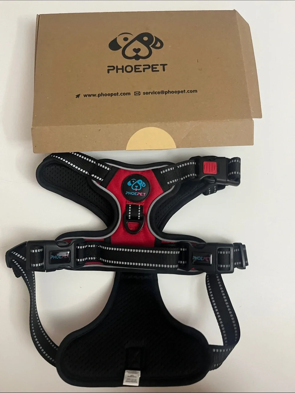 Reflective Red Padded Dog Harness with Secure Buckles